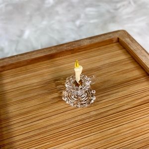 DOLLHOUSE MINIATURE WHITE GLASS CANDLE STICK